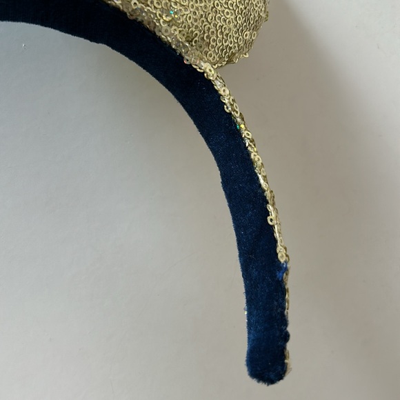 Disney Yellow Sequin Minnie Mouse Ears With Blue Satin Bow - Picture 4 of 5